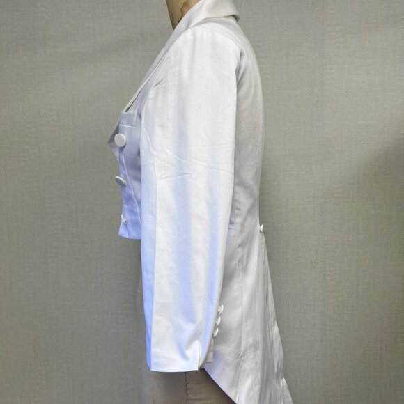 NWT Deadstock 2000s Tuxedo Style Tails White Open Jacket Coat - Picture 2 of 3